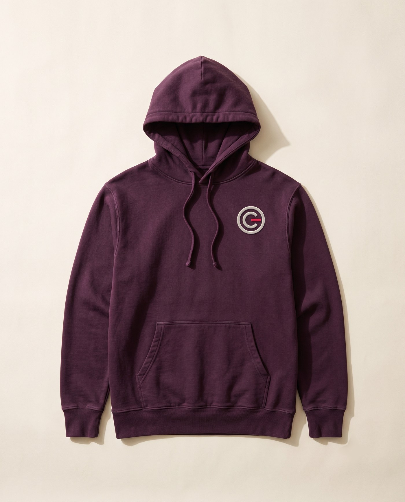 Colleviate hoodie, heavyweight cotton, embroidered mark