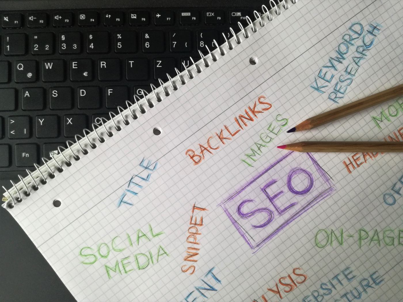 A notebook mapping out an SEO plan